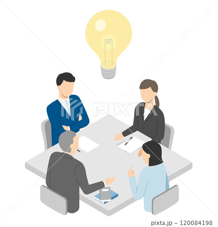 ミーティングする会社員・アイソメトリック 120084198