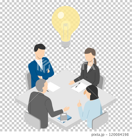 ミーティングする会社員・アイソメトリック 120084198
