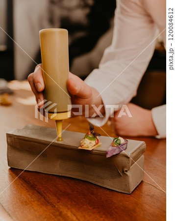 modern presentation of food in catering establishments modern presentation of food in catering establishments 120084612