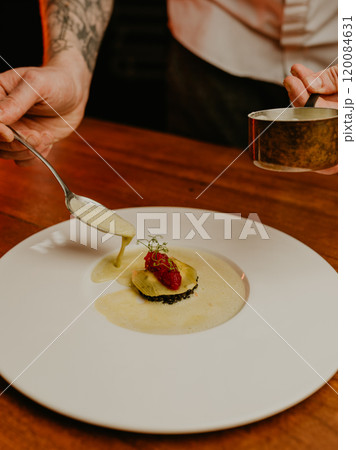 modern presentation of food in catering establishments modern presentation of food in catering establishments 120084631