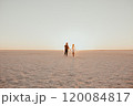 pink Lemurian lake, romantic photoshoot of young couple in love 120084817