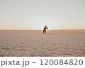 pink Lemurian lake, romantic photoshoot of young couple in love 120084820