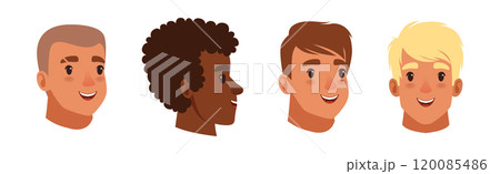 Man Smiling Face Head with Different Hairstyle Vector Set Man Smiling Face Head with Different Hairstyle Vector Set 120085486