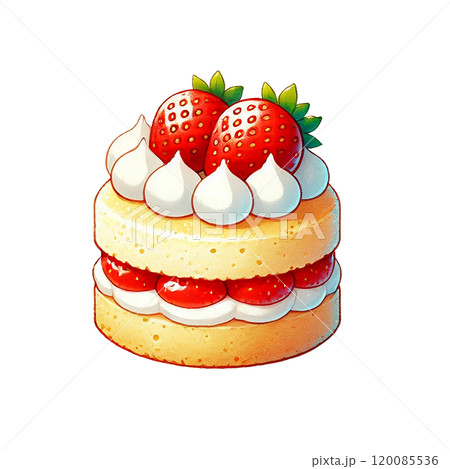 イチゴのショートケーキ イラスト (水彩風/スイーツ/デザート