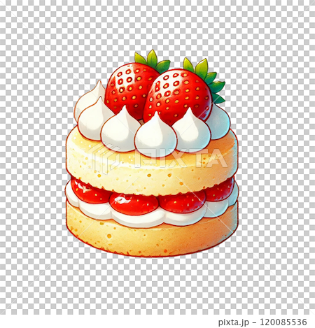 Ichigo-Cake　2025イラスト集　手描き　イラスト イチゴのショートケーキ イラスト (水彩風/スイーツ/デザート