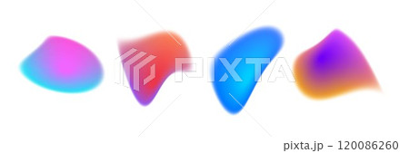 Bright colorful gradient blob set. Liquid blur gradation background collection. Iridescent blurry irregular shape pack for poster, banner, leaflet, brochure. Vector neon fading uneven fluid bundle 120086260