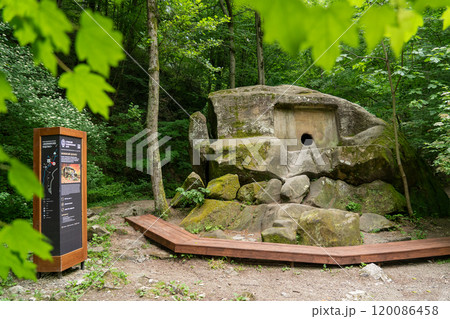 Stone dolmen in the forest. Stone dolmen in the forest. 120086458