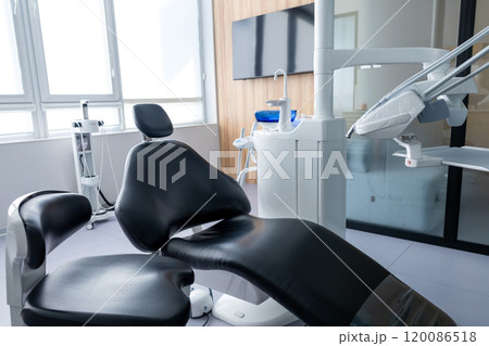 Empty dentist office for medical wellness, furniture for oral healthcare Empty dentist office for medical wellness, furniture for oral healthcare 120086518