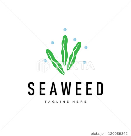 coral logo underwater seaweed plant simple template design marine decoration 120086842