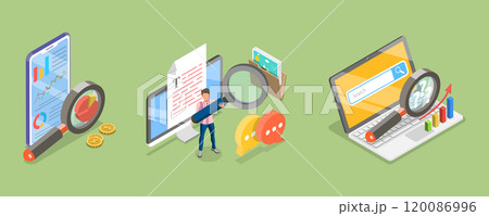 3D Isometric Flat Vector Illustration of Seo Analysis, Digital Marketing, Search Engine Optimization 3D Isometric Flat Vector Illustration of Seo Analysis, Digital Marketing, Search Engine Optimization 120086996