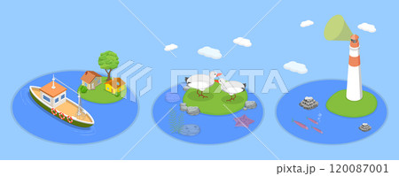 3D Isometric Flat Vector Illustration of Maritime Life , Sea Graphic Elements 3D Isometric Flat Vector Illustration of Maritime Life , Sea Graphic Elements 120087001