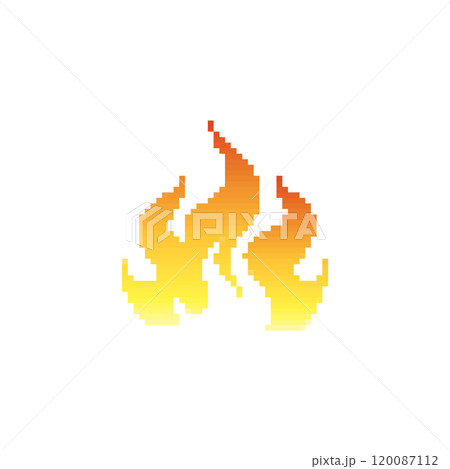Pixel fire icon. Retro-style flame graphic...のイラスト素材 [120087112] - PIXTA