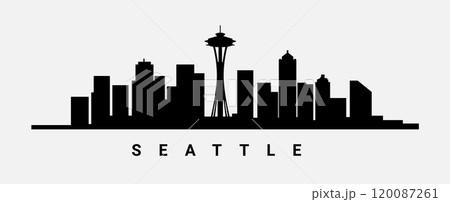 Seattle skyline silhouette illustration. Seattle cityscape usa washington skyline. Seattle skyline silhouette illustration. Seattle cityscape usa washington skyline. 120087261