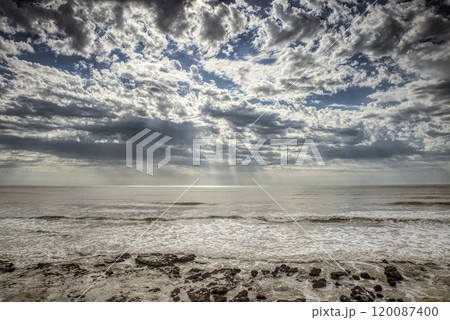 Landscape Beach and clouds on the seashore 120087400