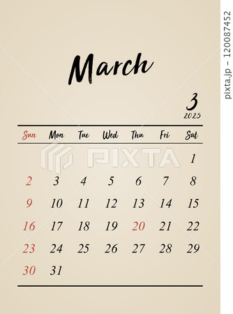 2025年_3月_レトロカレンダー_タテ 120087452