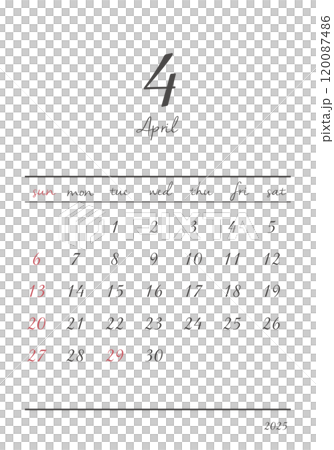 2025年_4月_おしゃれカレンダー_タテ 2025年_4月_おしゃれカレンダー_タテ 120087486