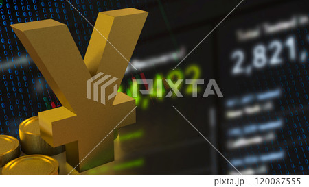 The Gold yuan symbol for Business concept 3d rendering. The Gold yuan symbol for Business concept 3d rendering. 120087555