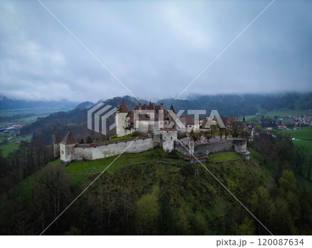 Famous Gruyere Castle in Switzerland also called Schloss Greyerz 120087634