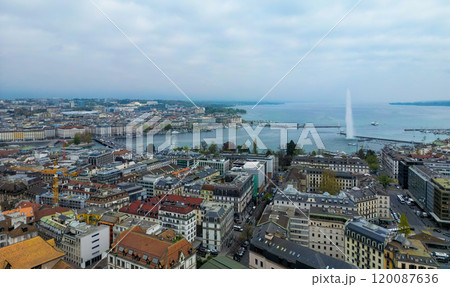 Beautiful city center of Geneva with Lake Leman Beautiful city center of Geneva with Lake Leman 120087636
