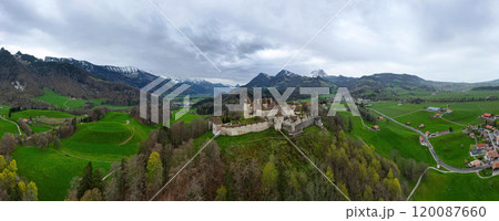 Famous Gruyere Castle in Switzerland also called Schloss Greyerz 120087660