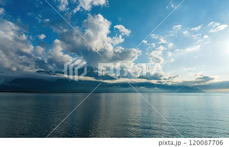 Beautiful clouds over Lake Leman Beautiful clouds over Lake Leman 120087706