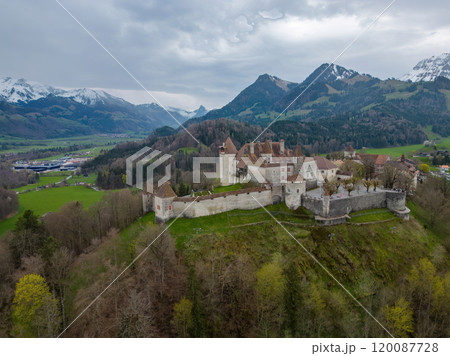 Famous Gruyere Castle in Switzerland also called Schloss Greyerz 120087728