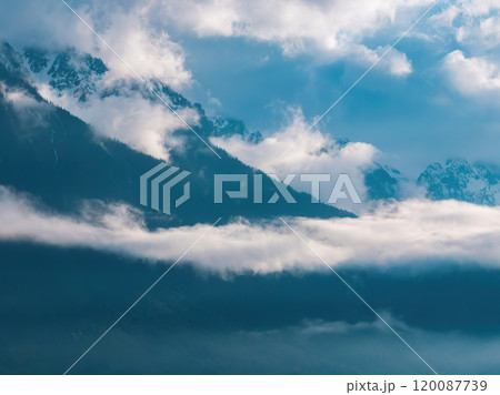 Low clouds in the Swiss Mountains 120087739