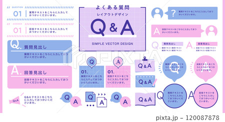 Q&A よくある質問 レイアウトデザインセット ( ベクター シンプル 