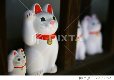 猫の置物と玄関にある猫 120087892