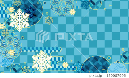 雪花もようの和風背景、16:9サイズ 120087996