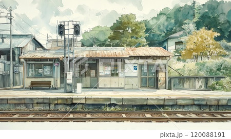 風景画 無人駅舎 F10号サイズ 【公式通販】