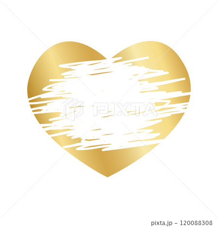 Golden heart shaped scratch card surface with scraped texture. Gold colored lottery, sale coupon, scratchcard template isoletd on white background. Vector illustration Golden heart shaped scratch card surface with scraped texture. Gold colored lottery, sale coupon, scratchcard template isoletd on white background. Vector illustration 120088308