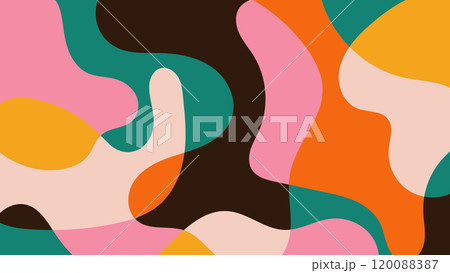 Fun colorful abstract background in doodle style. Simple playful design with hand drawn overlay shapes Fun colorful abstract background in doodle style. Simple playful design with hand drawn overlay shapes 120088387