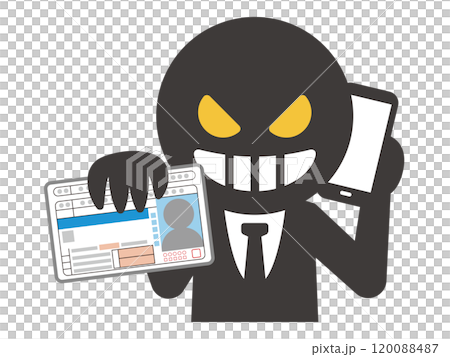 Illustration of a villain obtaining personal information and threatening Illustration of a villain obtaining personal information and threatening 120088487