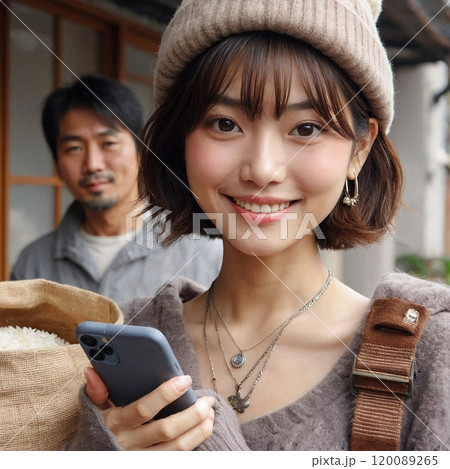 写真素材(高画質 有料) スマホで電話をする女性 120089265