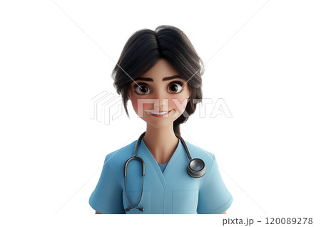 AI生成画像：女性医師のキャラクター(png) 120089278