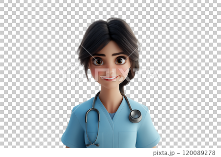 AI生成画像：女性医師のキャラクター(png) 120089278