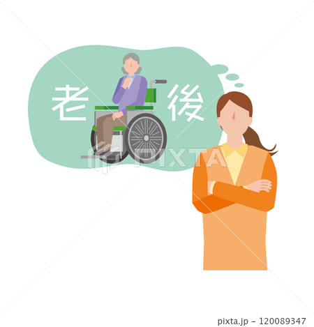 腕組みして老後について考える女性 120089347