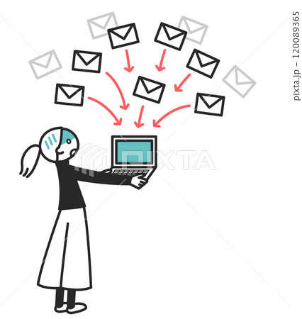 沢山のメールが届いて困る女性 120089365
