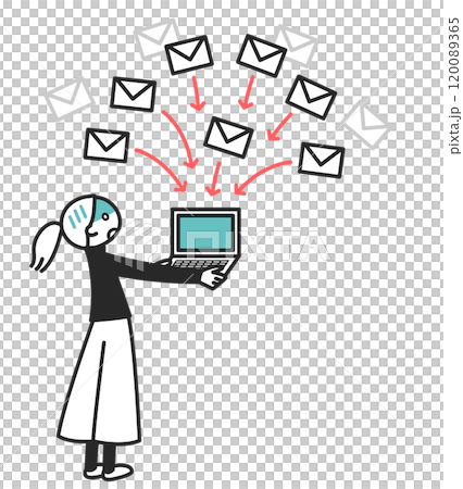A woman is troubled by the large number of emails she receives 120089365