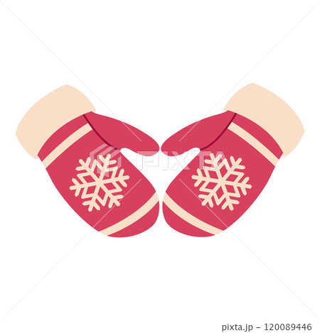 Red mittens Hand drawn flat style isolated 120089446