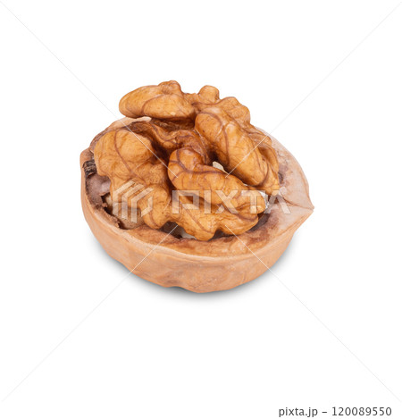 Walnut Organic Healthy Nut on White Background. File With Clipping Path. 120089550