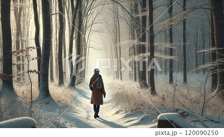 森の中を歩く女の子 120090250