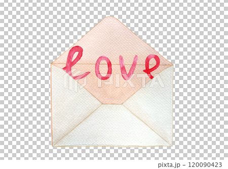 Word love hand written with italic, in an open envelope isolated on white. Hand painted watercolor illustration. Perfect St Valentine day, for love cards, posters, blog posts, sticker. Clip art Word love hand written with italic, in an open envelope isolated on white. Hand painted watercolor illustration. Perfect St Valentine day, for love cards, posters, blog posts, sticker. Clip art 120090423