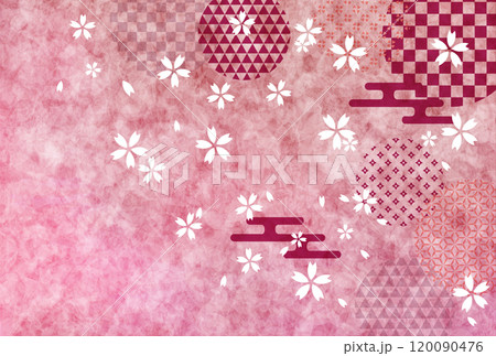 和柄　年賀状　桜　背景	 120090476