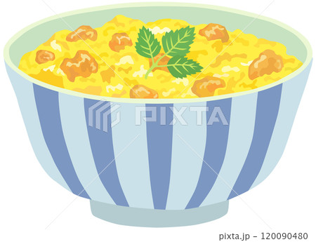 三つ葉を添えた親子丼のイラスト ベクター素材 三つ葉を添えた親子丼のイラスト ベクター素材 120090480