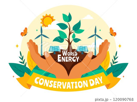 World Energy Conservation Day Vector Illustration the importance of Saving the Planet with a Green and Eco Friendly, featuring a Lamp and Earth World Energy Conservation Day Vector Illustration the importance of Saving the Planet with a Green and Eco Friendly, featuring a Lamp and Earth 120090768
