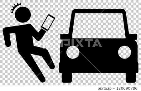 一個人看著智慧型手機差點被車撞到 120090786