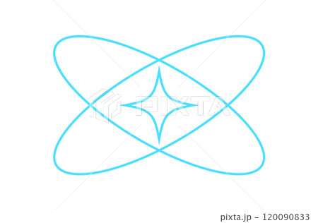 Y2k atom symbol, cyber tech abstract wire frame element object, cyberpunk neon net pattern shape graphic, futuristic geometry mesh form illustration, vaporwave trendy grid figure symbol. 120090833