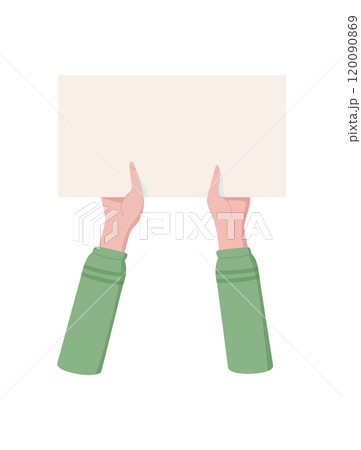 Man hand hold sign, hand hold revolution poster, woman holds support sign, right activist parade strike flag, character raise empowerment signboard, human holding protest banner, 120090869